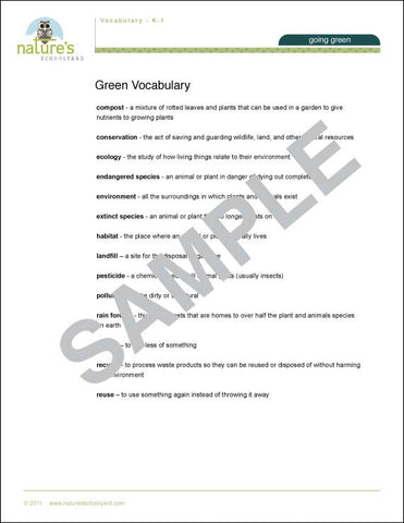 Green Vocabulary (K-1)