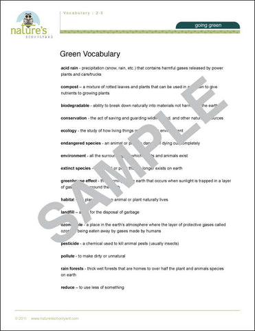 Green Vocabulary (2-5)