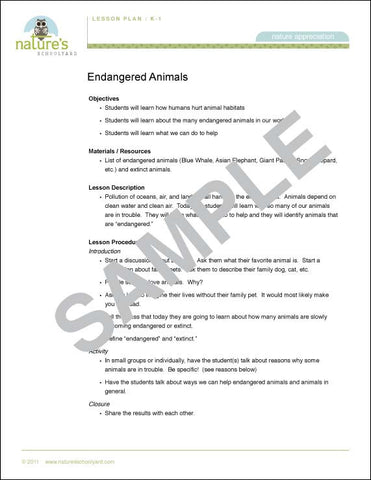 Endangered Animals (K-1)